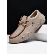 (Khaki, CN47) Men's Fashionable Pu Leather Loafers, Casual Comfortable Non-slip Driving Loafers for Outdoor, Lightweight Breathable Flat Shoes for Daily Wear