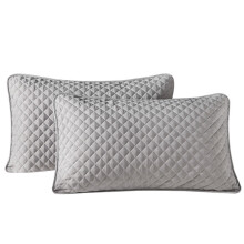 (Grey) Quilted Pillow Protectors 2 Pack Zipped - 48x74 cm Microfiber Pillowcase, Soft Breathable Luxurious Pillow Cover for Comfy Sleep