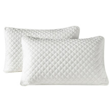 (White) Quilted Pillow Protectors 2 Pack Zipped - 48x74 cm Microfiber Pillowcase, Soft Breathable Luxurious Pillow Cover for Comfy Sleep