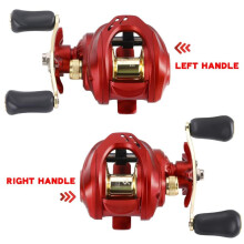 (rood, linkshandig) Sougayilang 7.2:1 Gear Ratio Metal Spool Baitcasting Reel 18+1bb Anti Explosion
