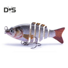 (4) Señuelo de pesca multiarticulado de 5 cm/2,5 g con anzuelos, hundimiento lento, 6 secciones, cebo
