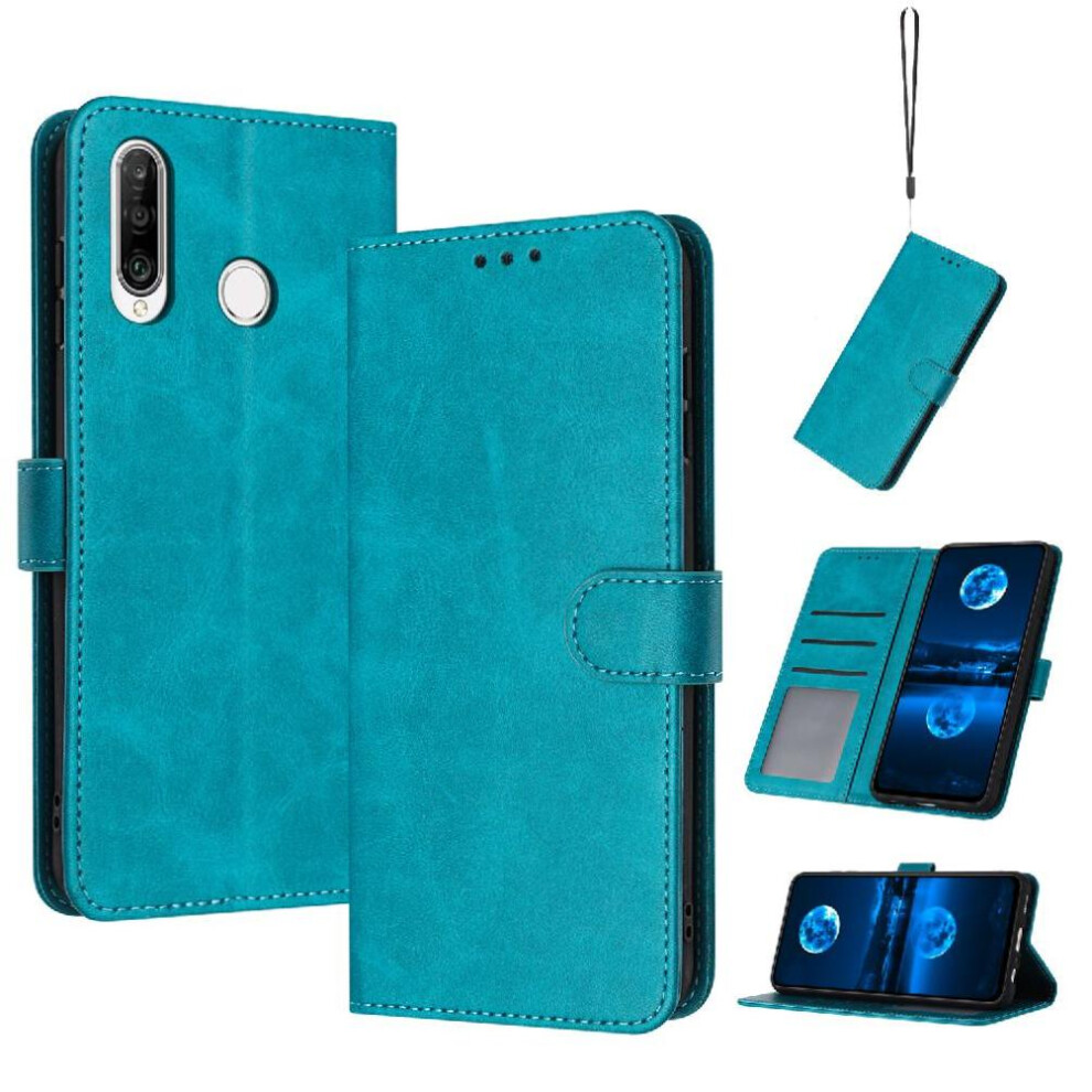 (Green) Flip Case For Huawei P30 Lite Pure Colour With Buckle With Card Slot Kickstand Pu Leather Green 764563527359