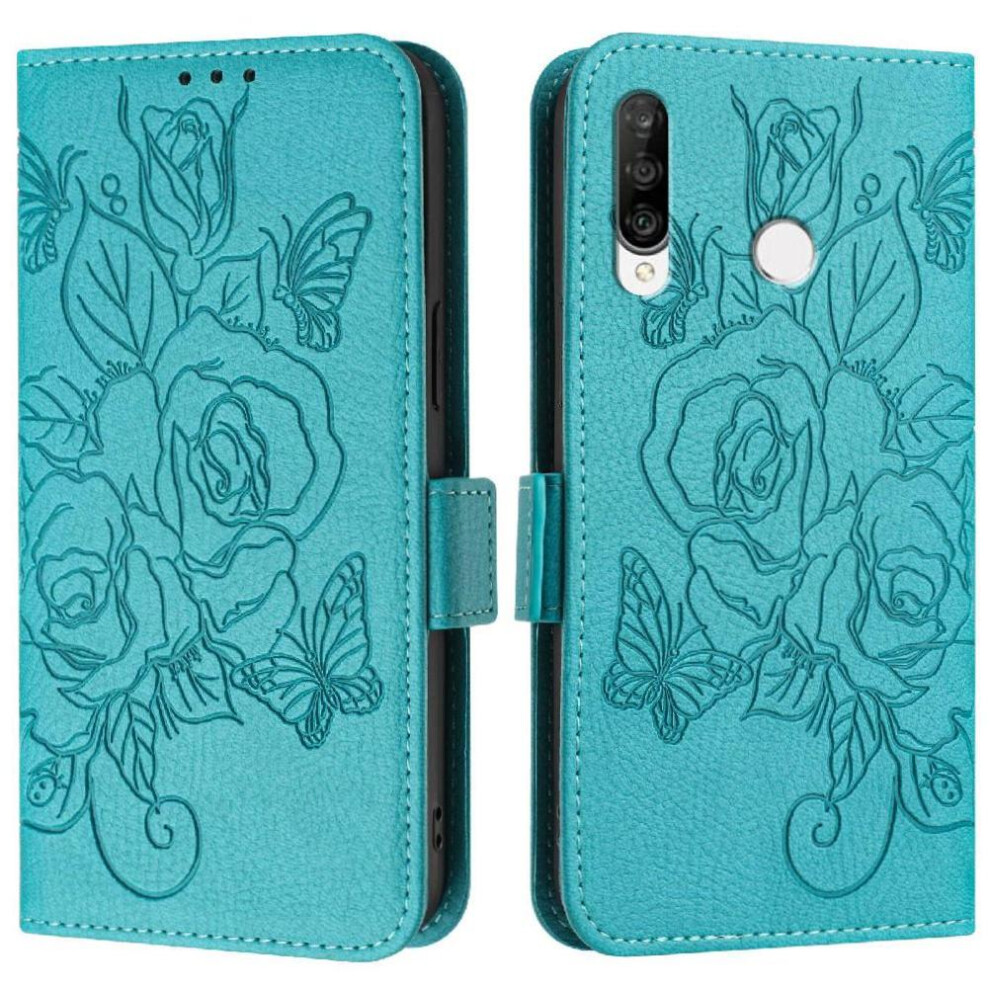 (Light ) Case For Huawei P30 Lite With Credit Card Slot Magnetic Wallet Pu Leather Blue 764563527410