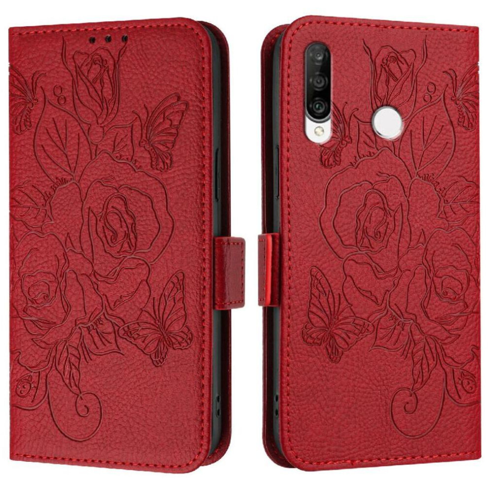 (Red) Case For Huawei P30 Lite With Credit Card Slot Magnetic Wallet Pu Leather Red 764563527403