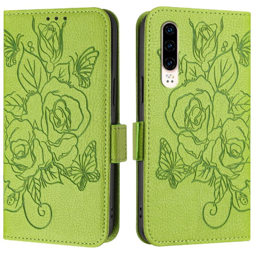 (Green) Case For Huawei P30 Magnetic Wallet With Credit Card Slot Pu Leather Green 764563527519