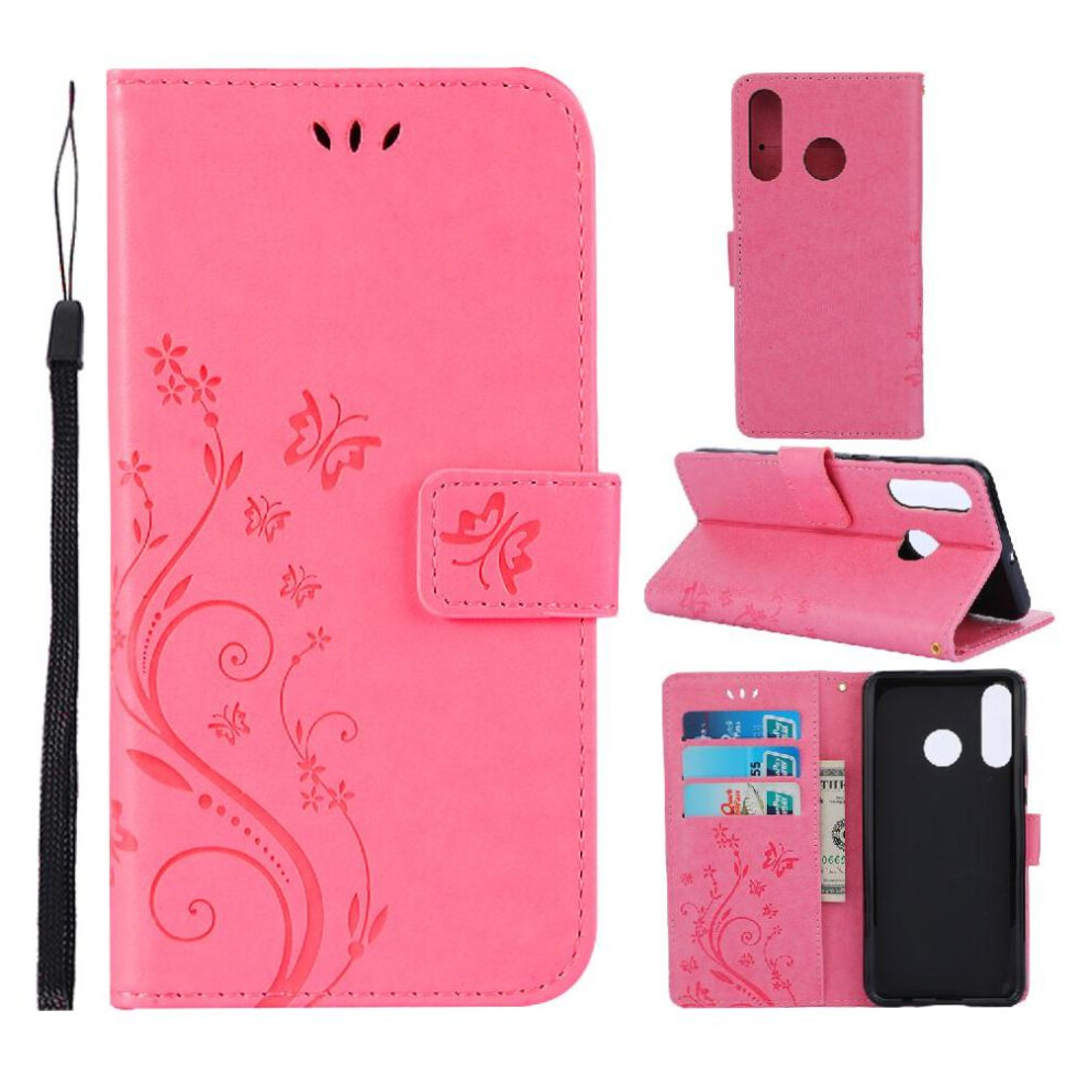 (Pink) Filp Case For Huawei P30 Lite Kickstand Card Holder Wrist Strap Pu Leather Magnetic Closure Pink 764563528127