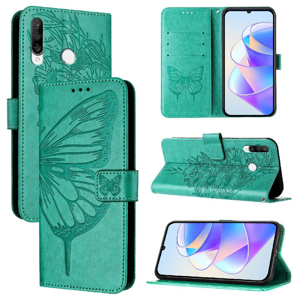 (Green) Case For Huawei P30 Lite Premium Leather Flip Cover Embossing Butterfly Magnetic Green 764563528509
