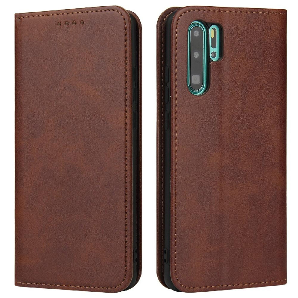 (Brown) Case For Huawei P30 Lite Full Protection Card Insertion Leather Folio Flip Case With Card Holder Kickstand Brown 764563528899
