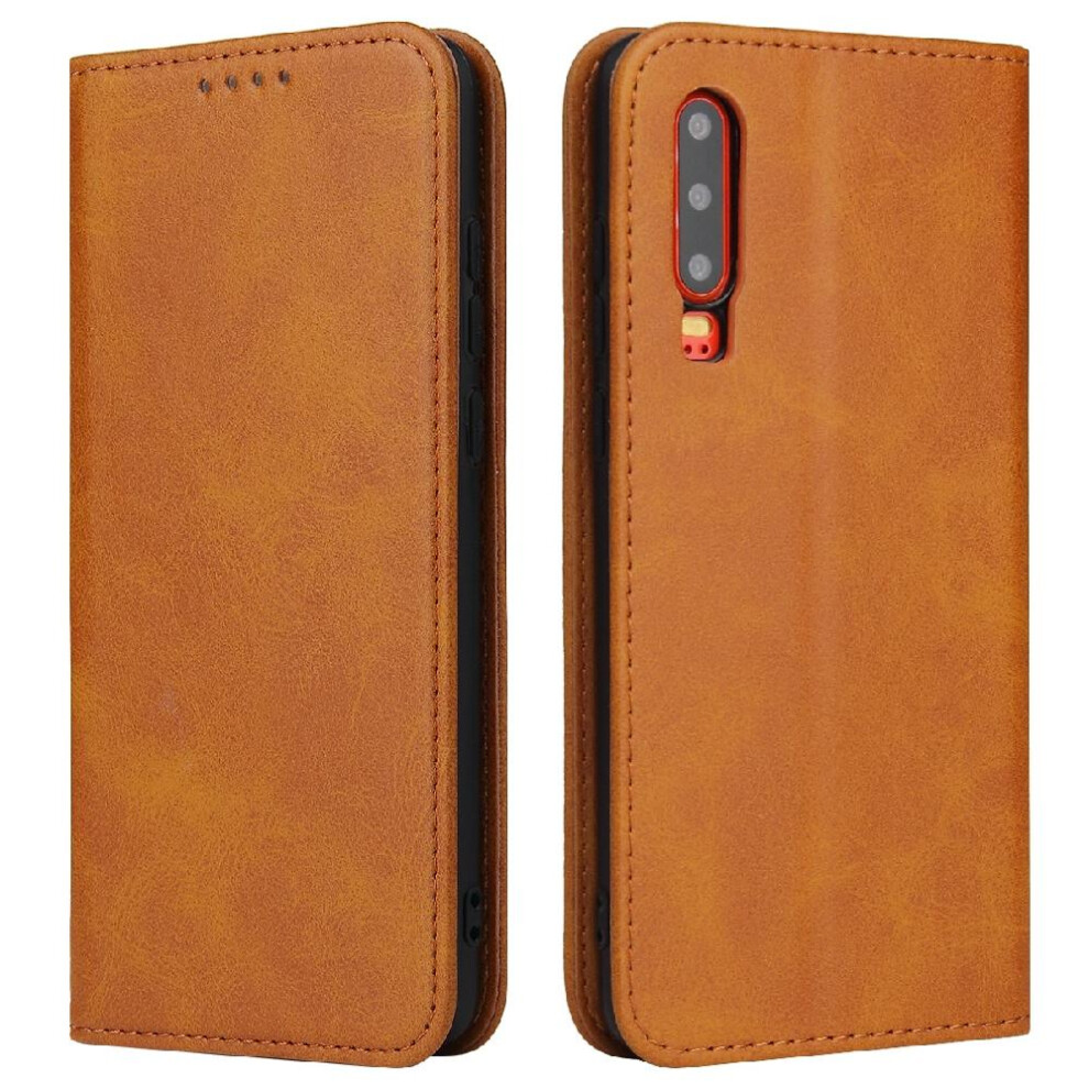 (Yellow) Case For Huawei P30 Card Insertion With Card Holder Kickstand Full Protection Leather Folio Flip Case Yellow 764563528974
