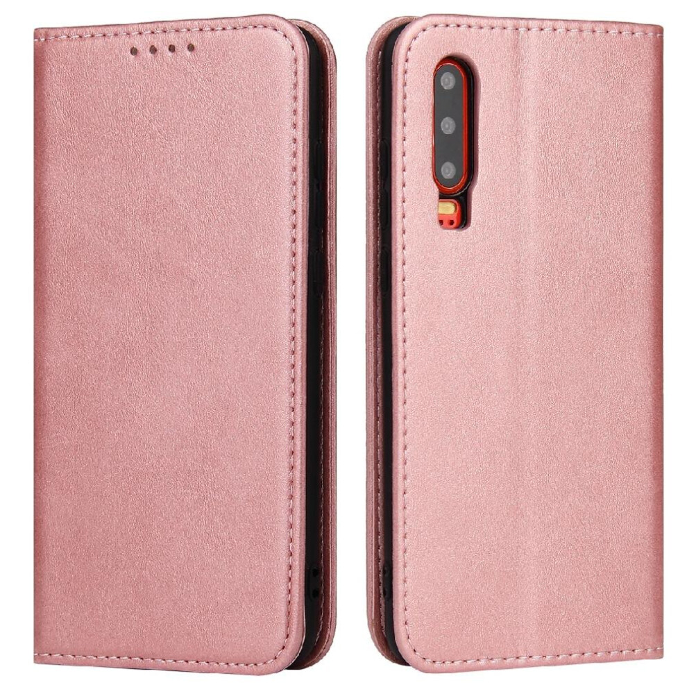 (Pink) Case For Huawei P30 Card Insertion With Card Holder Kickstand Full Protection Leather Folio Flip Case Pink 764563528998