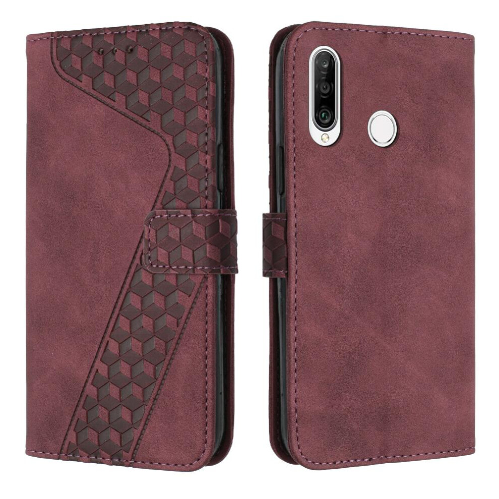 (Brown) Phone Case For Huawei P30 Lite Flip Folio Kickstand Magnetic Card Slots Cover Wallet Brown 764563529032