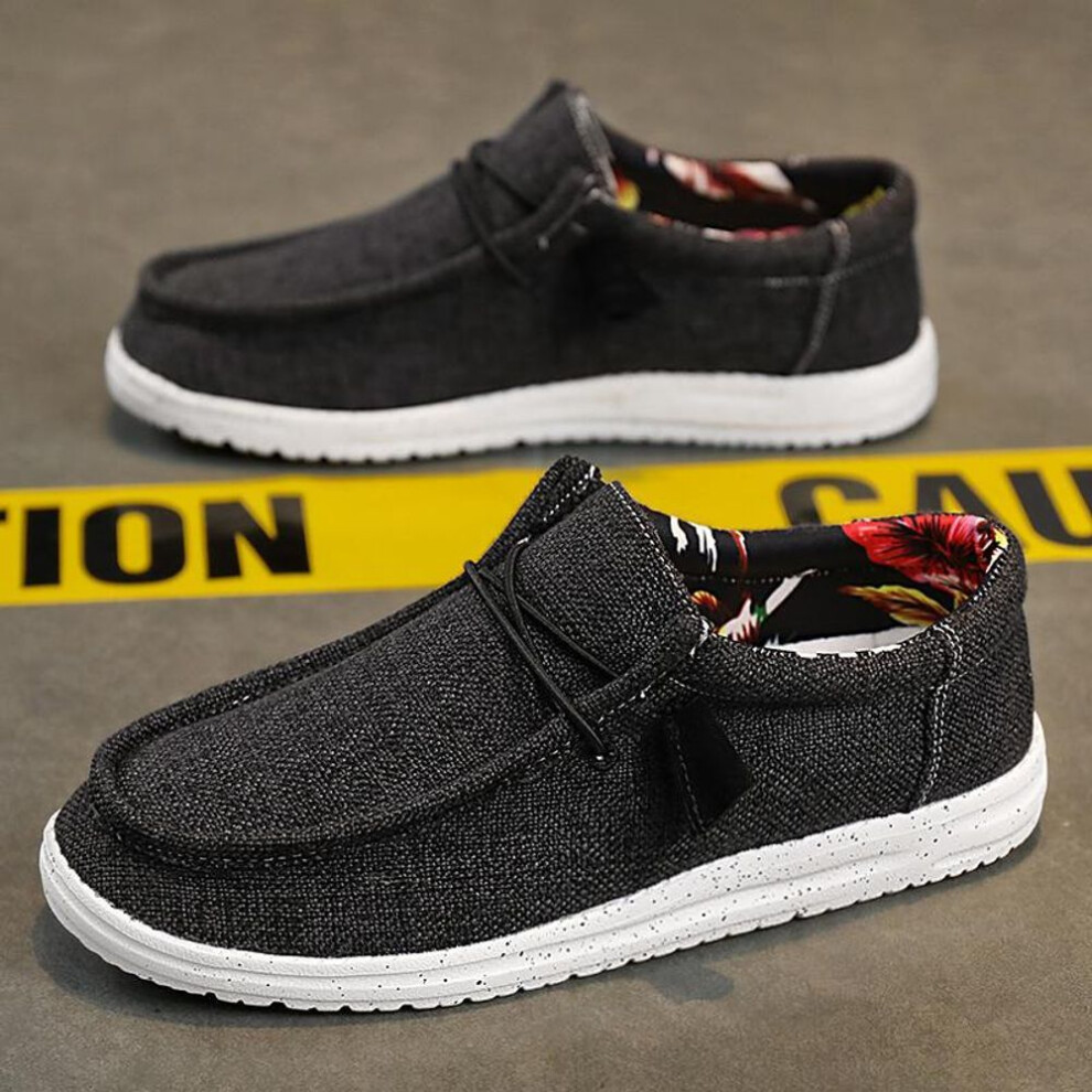 (black, 44) Men Casual Shoes Breathable Lightweight Slip-On Flats Simple Comfortable Solid Color Soft Sole Shoes Men Shose For Sale Loafers