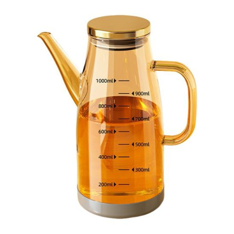 (coffee, 1000ML) Glass Oil Dispenser Bottle with Drip-Free Spout 600/800/1000ml Large Capacity Oil Pot for Vinegar Soy Sauce Food-Grade Kitchen Gadgets