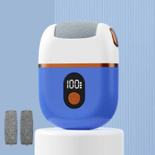(Bright Blue, 1 Box) Electric Foot Callus Remover, Compact Rechargeable Foot File & 2 Counts Polishing Heads, Lightweight Foot Cutics File Tool for Calluses, Hard Skin