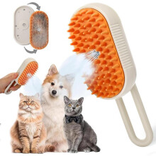 (Orange Brown, 1 Count) Cat Spray Comb, 3-in-1 Cat Spray Cleaner, Silicone Massage Combing Brush, Pet Hair Clean Brush Comb, Suitable for Cats and Dogs