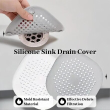 (Multicolor, 2pcs (grey + white)) Silicone Sink Drain Cover, Sink Hair Catcher, Sink Hair Filter, Bathroom Sink Drain Cover, Kitchen Sink Filter, Home Bathroom Accessories, Tools