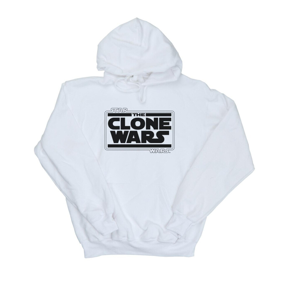 (S, White) Star Wars Womens/Ladies Clone Wars Logo Hoodie