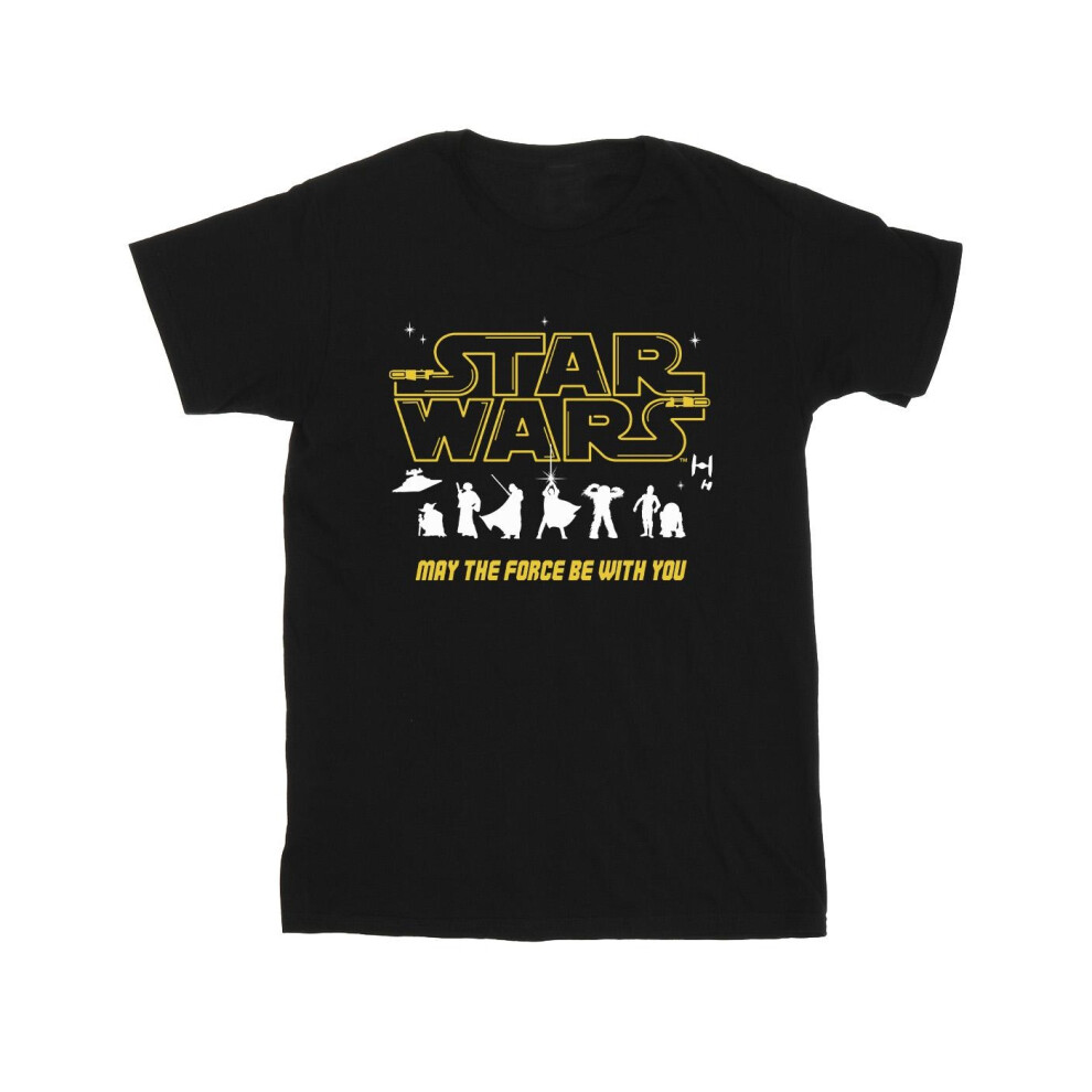 (12-13 Years, Black) Star Wars Boys Silhouettes Force T-Shirt