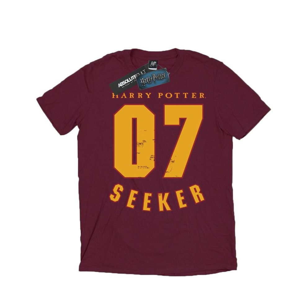 (M, Burgundy) Harry Potter Mens Seeker 07 T-Shirt