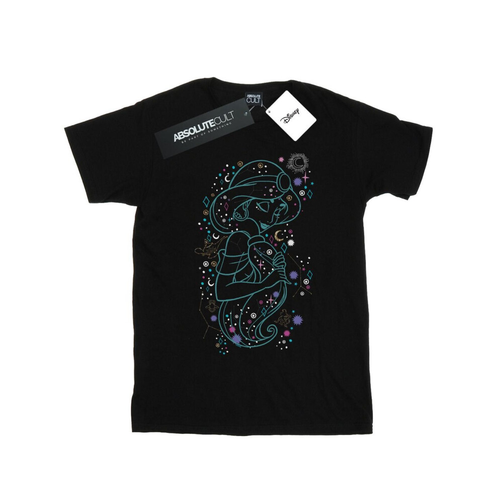(12-13 Years, Black) Disney Girls Aladdin Princess Jasmine Written In The Stars Cotton T-Shirt