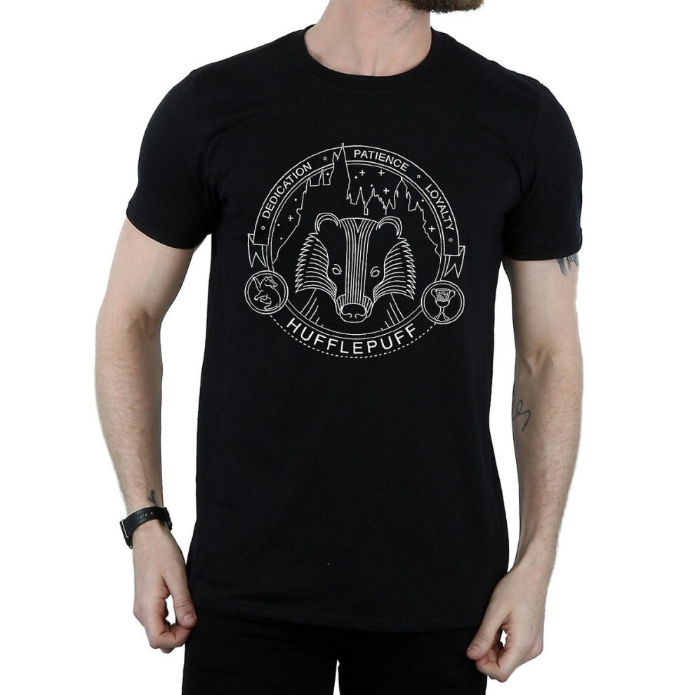 (XL, Black) Harry Potter Mens Hufflepuff Seal Cotton T-Shirt
