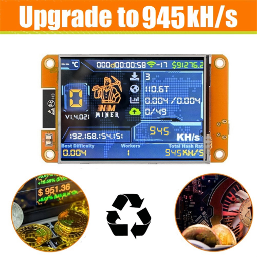 NMMiner NerdMiner 945KH/S Harshrate, tela inteligente de 2,8 polegadas, minerador de Bitcoin Crypto Solo Lottery atualizado 2
