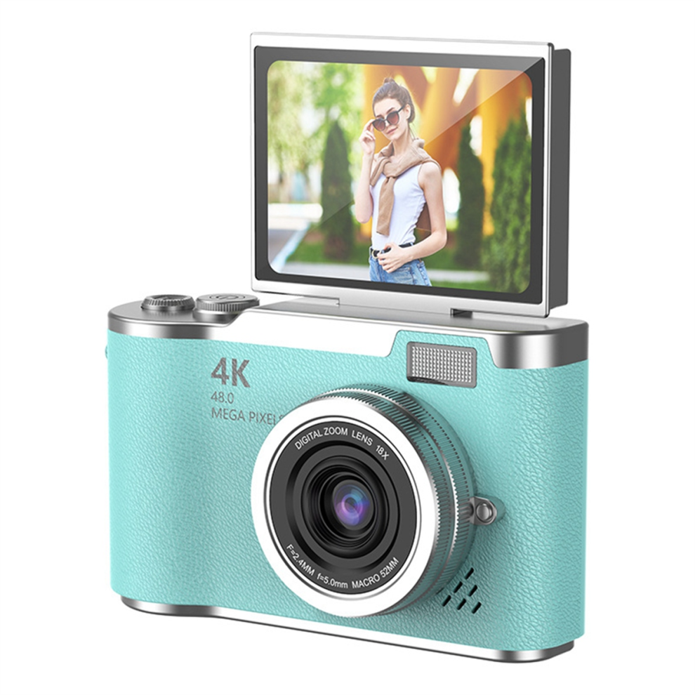 4K CCD 8X Digital Zoom Camera for Student 48MP Compact Photography 180 Flip Screen Selfile Green-image-OPC-PHD7CKF-NEW