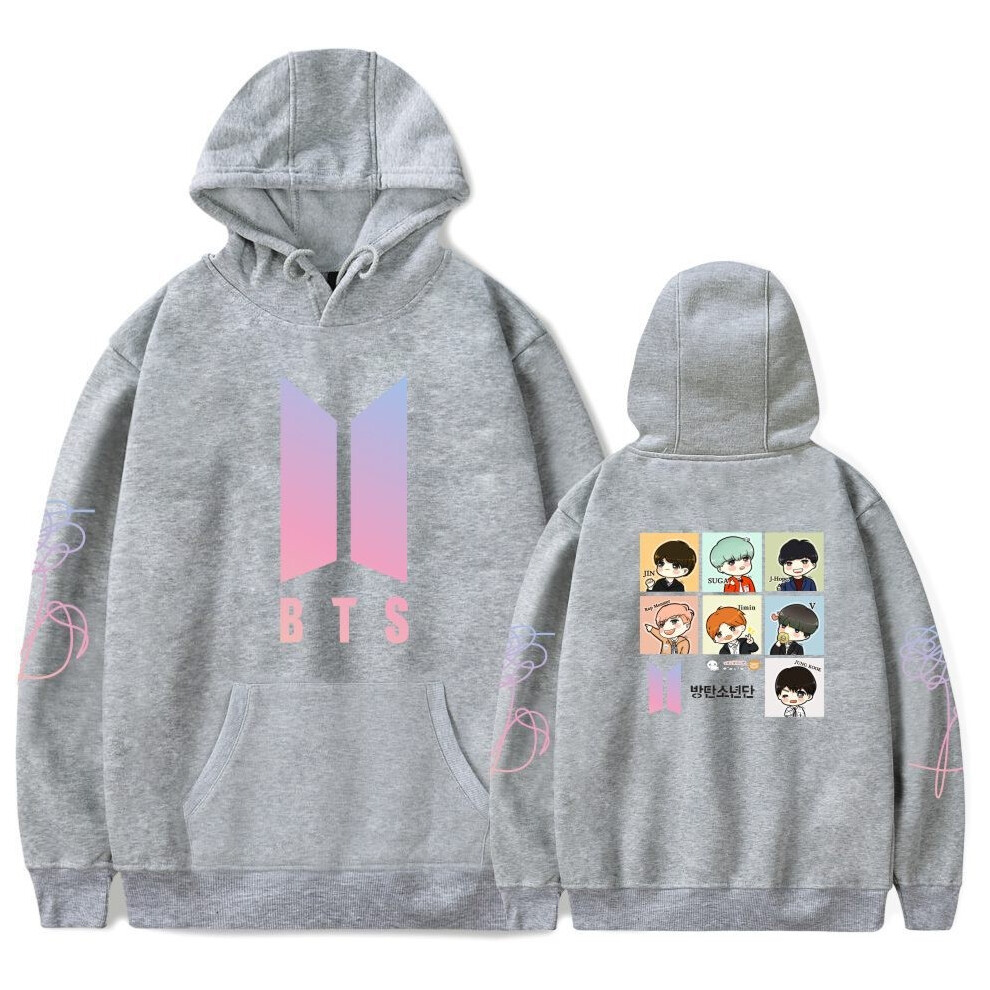 (Gray,3XL)Sweat à capuche imprimé personnage garçon Bts Bangtan manches longues cadeau sweat à capuche