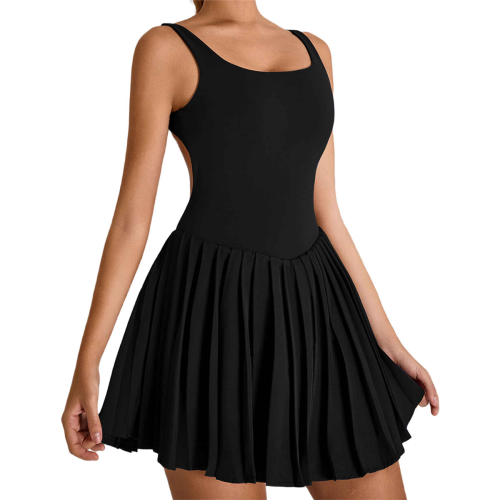 Πλισέ φούστα γιόγκα για τρέξιμο, γυμναστική, τένις, μαύρο S 2