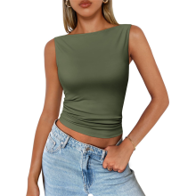 Sexy Sleeveless Vest Green XL