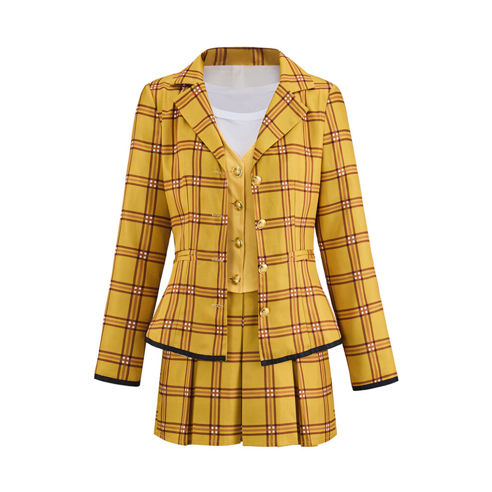 (, Xxxl) Cher Horowitz Cosplay Costume Plaid Skirt Set Movie Outfit School Uniform Sweet Role Play Dress Yellow