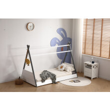 Exeter House Bed - White & Grey Montessori Toddler Bed, 100kg Capacity