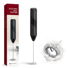 (Signal Black, one-size) Portable Battery Powered Electric Milk Frother Whisk,Multifunctional Handheld Egg Beater,Household Blender for Coffee,Latte,Cappuccino