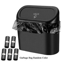 (Black, 2 Bin with 40 rolls garbage bag) Car Trash Can with Lid, 1 Set Multifunctional Storage Bin with Garbage Bag, Car Seat Back Storage Box for Home Car Office, Household Items, Organizer