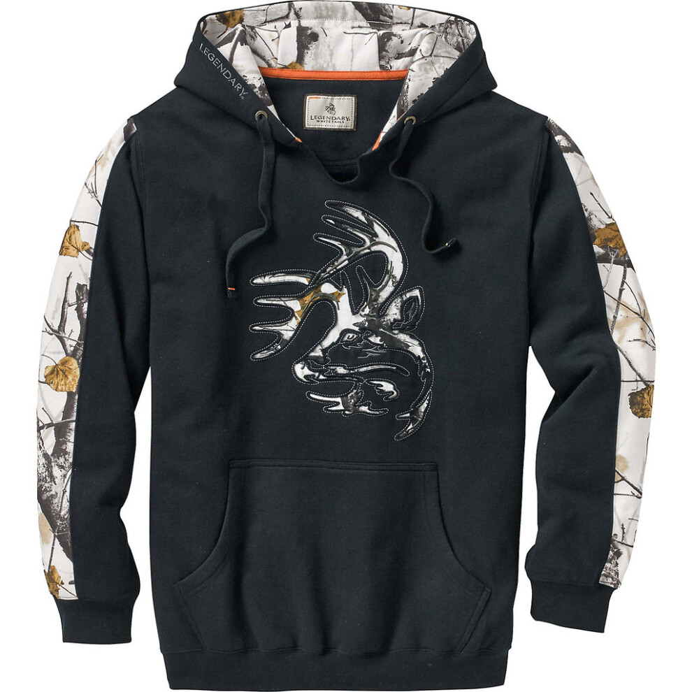 (Black,S)Legendary Whitetails Mens Big Game Snow Camo Hoodie Outfitter