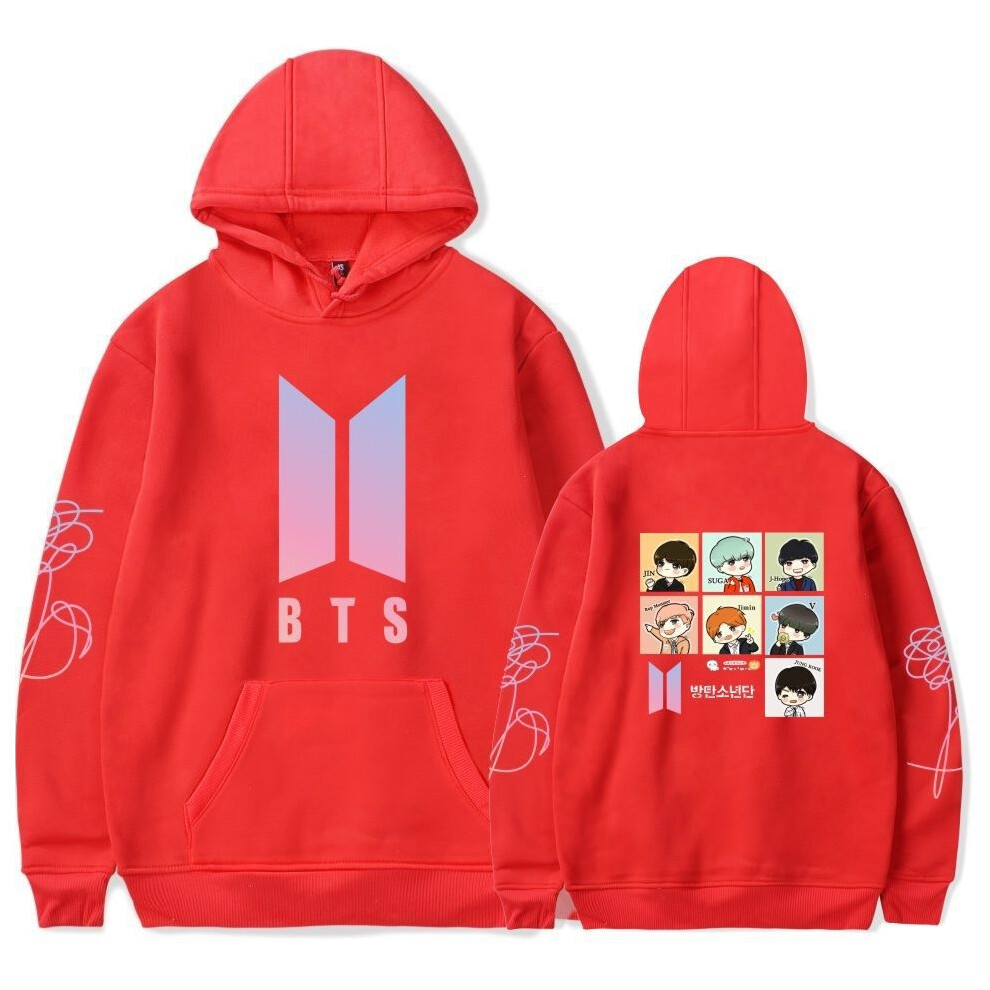 (Red,3XL)Sweat à capuche imprimé personnage garçon Bts Bangtan manches longues cadeau sweat à capuche
