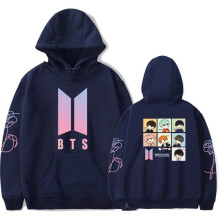 (Dark Blue,2XL)Bts Bangtan Boys Personage Afdruk Kapmutstrui Lange Mouwen Geschenk Hoodie