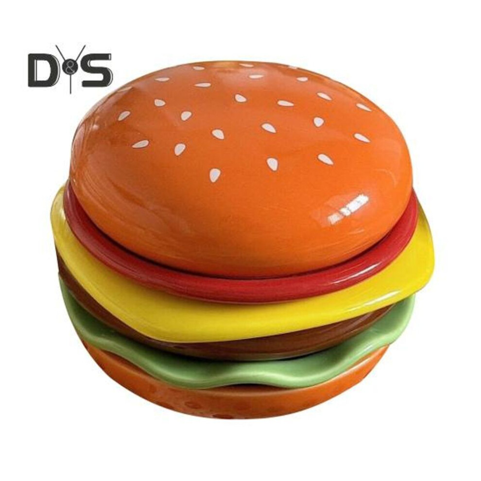 Burger Stackable Plate Set 6-Layer Mini Dinner Plate for Sauce Dip Appetizer Food-Grade Ceramic Sauce Containers Gift for Family Friends