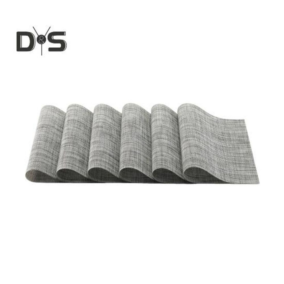 (as the picture, 30x45cm E) 6Pcs Placemats Set PVC Woven Non Slip Table Mats Washable Heat Resistant Indoor Outdoor Place Mats for Restaurant Table