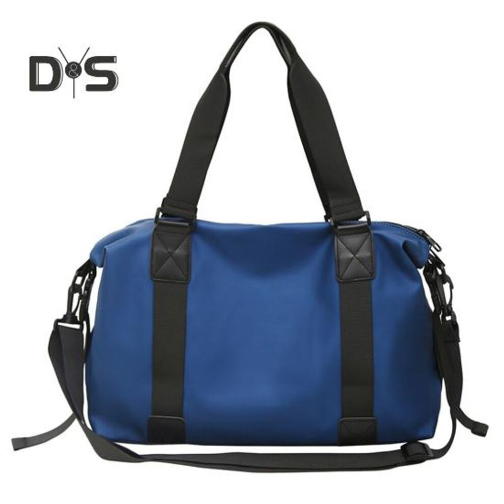 (blue) Portable Travel Bag Large Capacity Multiple Compartments Zipper Closure Waterproof Travel Duffle Bag Gym Bag