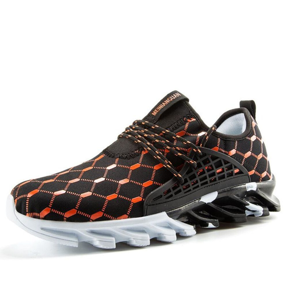 (black,orange, Size 41) Men's Fashionable Casual Mesh Sneakers for Outdoor Travel and Sports
