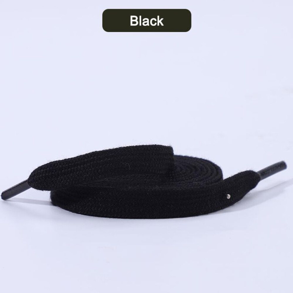 (black, 160cm) New Flat Shoelaces for Sneakers Classic Canvas Sports Shoe Laces Women Men Shoelace Solid Double Cotton Shoestrings 1 Pair