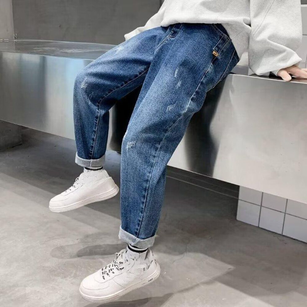 (blue, 140) Big Boy Trousers Jeans For Boys Pants Children's Clothing From 11 To 12 Years Kids Boy's Child Summer Clothes Teenager Jeans
