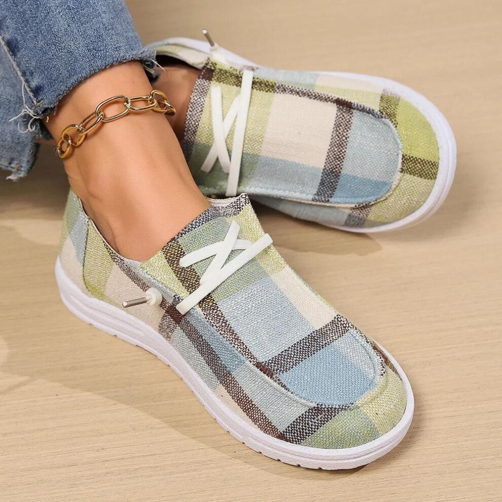 (green, 37) Women Light Weight Slip-on Flat Sneakers Ladies Summer Breathable Cloth Loafers Design Espadrilles  Luxury Canvas Shoes
