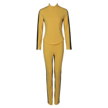 (1 set, S) Beatrix Kiddo Kill Bill Yellow Suit Cosplay Costume Halloween Outfit Unisex Polyester Linen Fabric