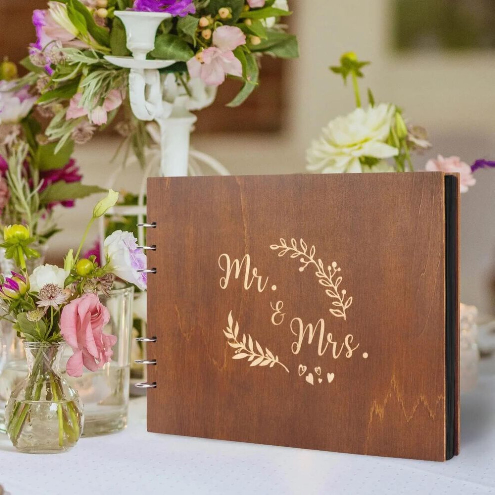 (coffee, 20 SHEETS) 1PC Personalized Wooden Wedding Guest Book Guestbook Wedding Wood Decor Party Supplies Libro De Visitas De Boda Hoja De Firmas