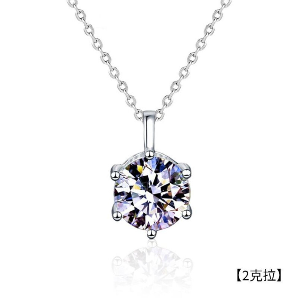 (white, main stone:2ct-8mm) 18k Gold Plated 925 Silver 1-3 Carat Solitaire Necklace 5mm 8mm D VVS1 Moissanite Pendant for Women GRA Certified Jewelry Gift
