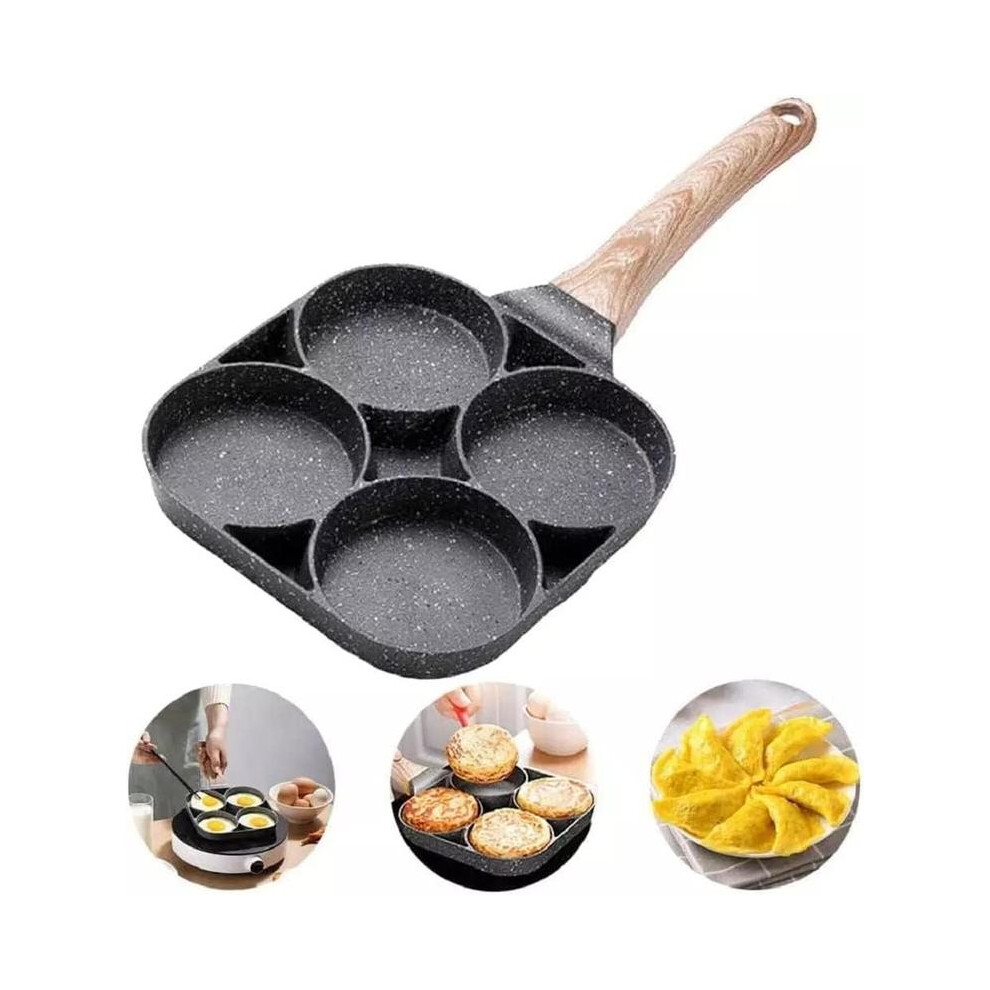 (Default) AMD Nexus 4 Egg Mini Pancake Frying Pan-Non Stick Induction Gas Compatible-Bakelite Handle-Perfect for Cooking Healthy Fried Eggs Burger Omelette
