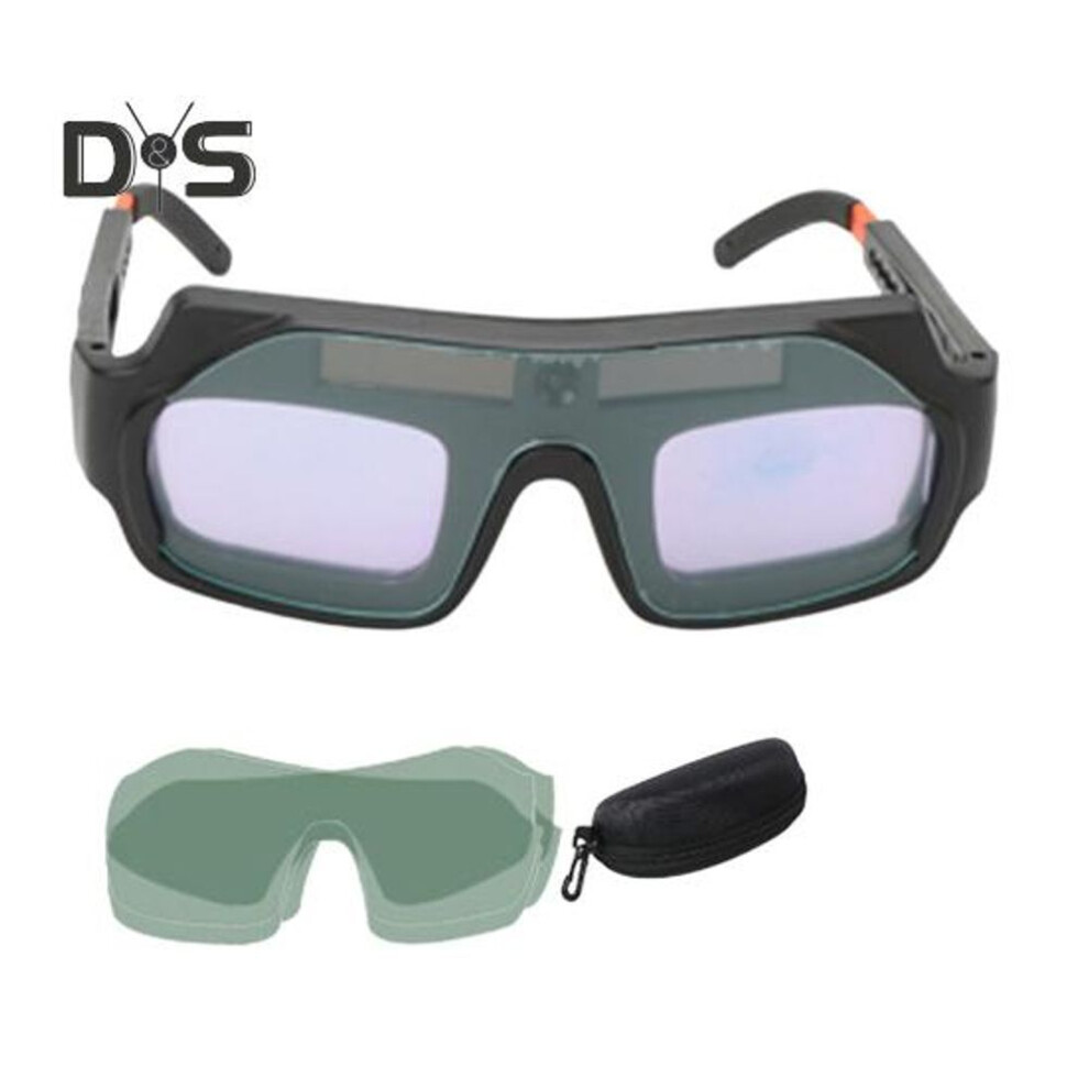 (as the picture, A) Welder Glasses with 2 Sensors Clear View Wide Application True Color Solar Powered Auto Darkening Welding Goggles