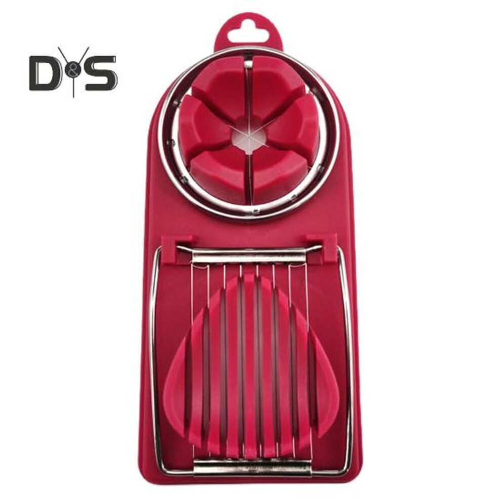 (rose red) 3-in-1 Egg Slicer Cutter with Hanging Hole Food Grade BPA Free Detachable Cutting Wire Boiled Egg Chopper Slicer Kitchen Supplies